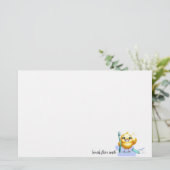 歯のスローガンで微笑む雛 便箋 (スタンド正面)