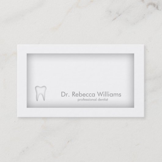 歯のデザイン歯科グレイ縁どシャドーカード 名刺 (正面)