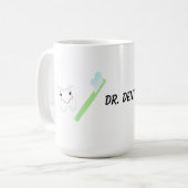 歯のデザイン 歯と歯ブラシ コーヒーマグカップ (正面左)