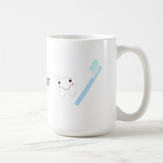歯のデザイン 歯と歯ブラシ コーヒーマグカップ (右)