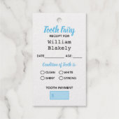 歯のパーソナライズされた妖精の証明書受信ラベル ギフトタグ (裏面)