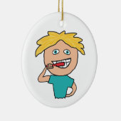 歯のブラッシング セラミックオーナメント (右)