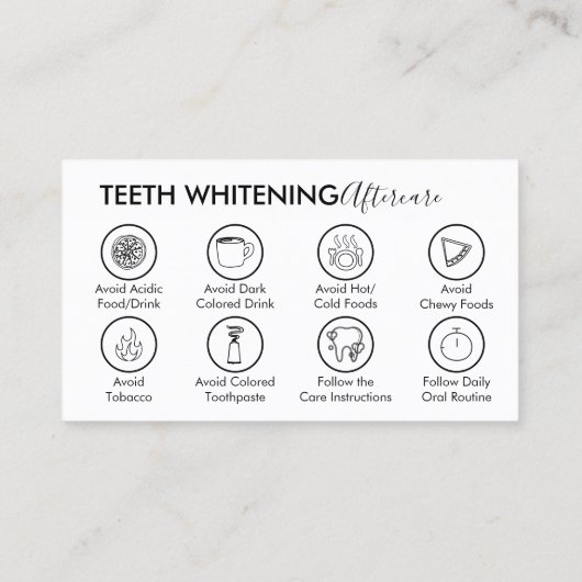 歯のホワイトニング後のケアのヒント歯科医 名刺 (裏面)