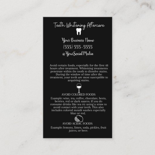 歯のホワイトニング後ケア 名刺 (正面)