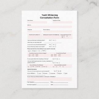 歯のホワイトニング相談型枠 名刺