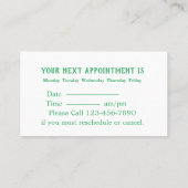 歯のモダンロゴミントアポイントメント事業 予約カード (裏面)