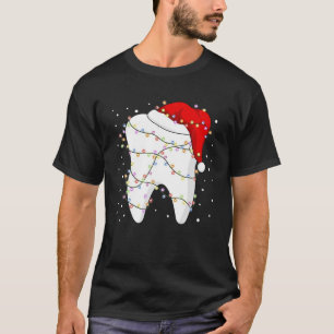 歯のライトサンタハットクリスマス歯科歯科歯科歯科用 Tシャツ