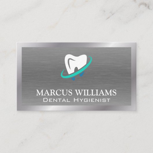 歯のロゴ | メタリック背景 名刺 (正面)
