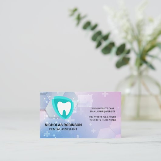 歯のロゴ | 医学背景 名刺 (スタンド正面)