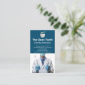 歯のロゴ | 歯科医が歯科用器具を持つ 名刺 (スタンド正面)