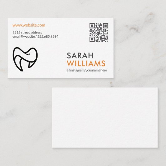 歯のロゴ | QRコード 名刺 (正面/裏面)