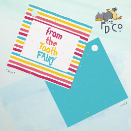 "歯の妖精から"星とキャンディストライプのラベル フェイバータグ