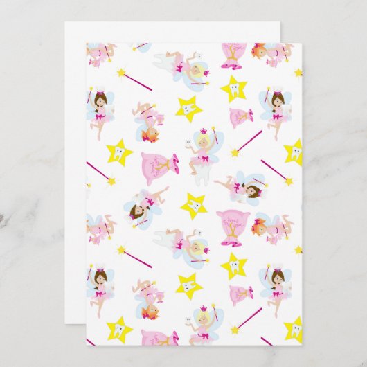 歯の妖精かわいらし魔法の杖白い歯 サンキューカード (正面/裏面)