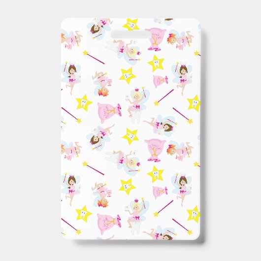 歯の妖精かわいらし魔法の杖白い歯 バッジ (表面)