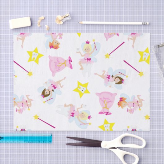 歯の妖精かわいらし魔法の杖白い歯 薄葉紙 (クラフト)