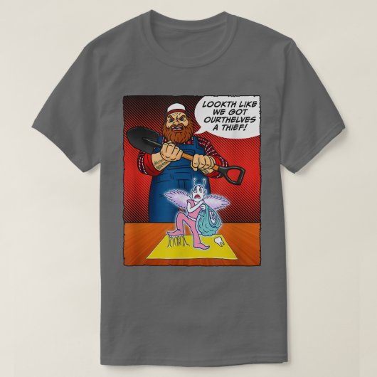 歯の妖精が赤い手の漫画おもしろい漫画をキャッチ Tシャツ (デザイン正面)