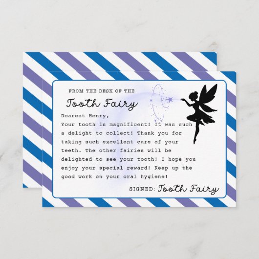 歯の妖精のカスタムメモ印刷可能 招待状 (正面/裏面)