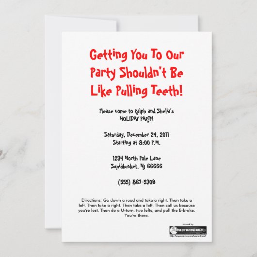 歯の妖精のサンタの休日の招待状 招待状 (裏面)