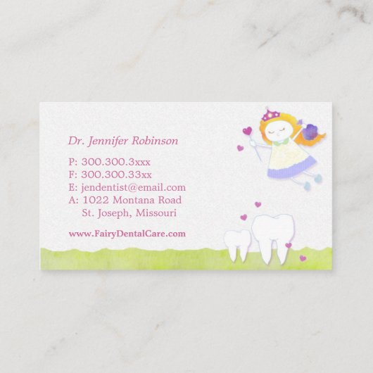 歯の妖精の小児歯科医 名刺 (裏面)