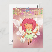 歯の妖精の文字 |ガールプリンセス金ゴールドフレームポスト ポストカード (正面/裏面)