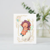 歯の妖精の文字 |ガールプリンセス金ゴールド ポストカード (スタンド正面)