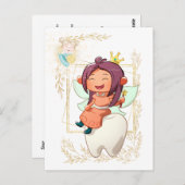 歯の妖精の文字 |ガールプリンセス金ゴールド ポストカード (正面/裏面)