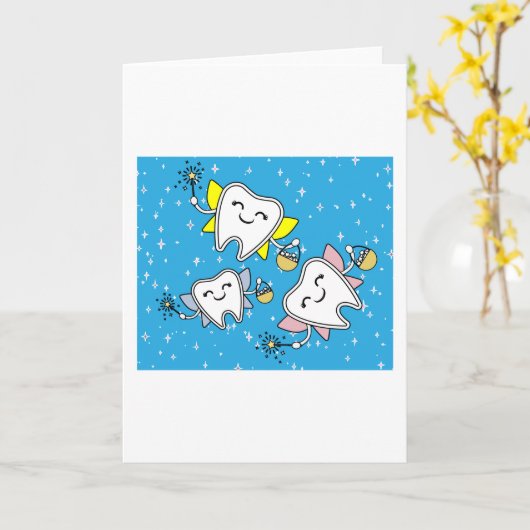 歯の妖精の歯医者失った乳歯 カード (黄色い花)