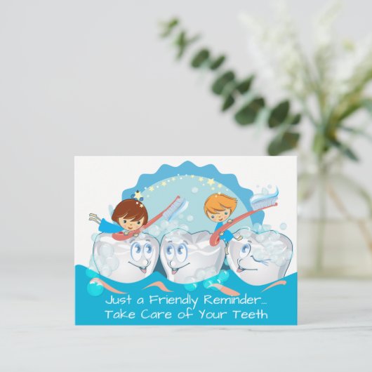 歯の妖精の歯科用設備のリマインダーポストカード ポストカード (スタンド正面)