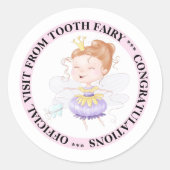 歯の妖精の王女の公式訪問かわいい子供たち ラウンドシール (正面)