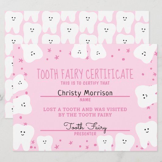 歯の妖精の資格取得者 招待状 (正面/裏面)