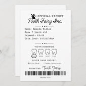 歯の妖精の領収書の印刷可能 招待状 (正面/裏面)