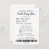 歯の妖精の領収書の印刷可能 招待状 (正面/裏面)