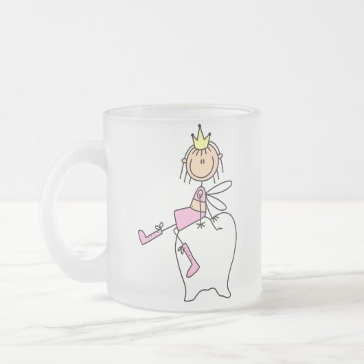 歯の妖精は歯のマグで置かれます フロストグラスマグカップ (左)