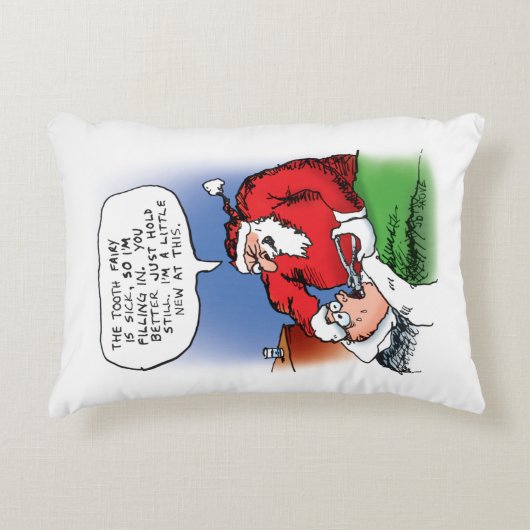 歯の妖精サンタおもしろいクリスマス漫画 アクセントクッション (正面)