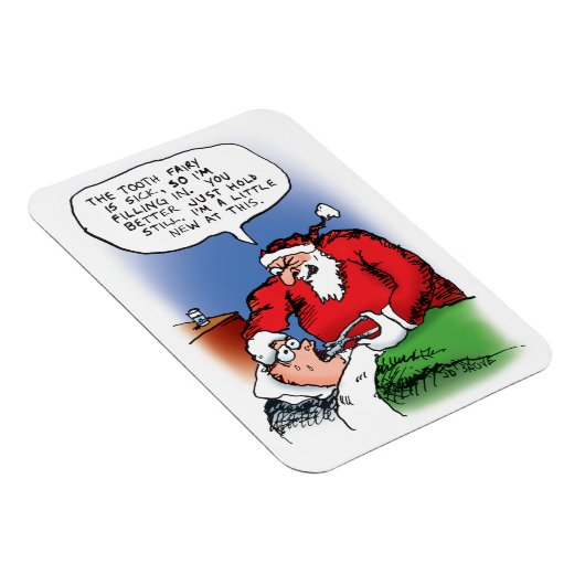 歯の妖精サンタおもしろいクリスマス漫画 マグネット (右側)