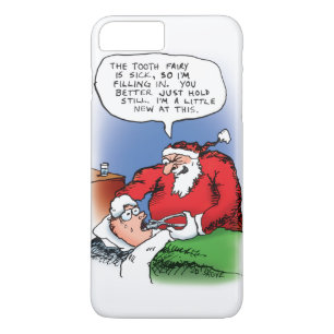 歯の妖精サンタおもしろいクリスマス漫画 iPhone 8 PLUS/7 PLUSケース