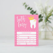 歯の妖精レシート失った歯の女の子ピンク インビテーションポストカード (スタンド正面)