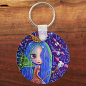 歯の妖精飛んでいる歯ブラシ歯冠の大きな目 キーホルダー (正面)