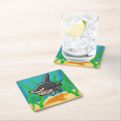 歯の強いマンガのサメ スクエアペーパーコースター (インサイチュ)