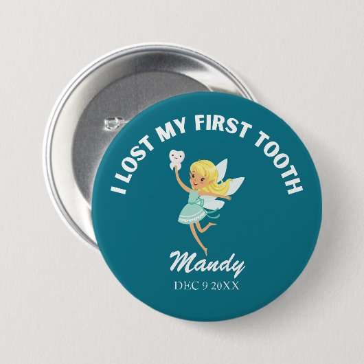 歯の最初の妖精の名前の日付 缶バッジ (正面&裏面)