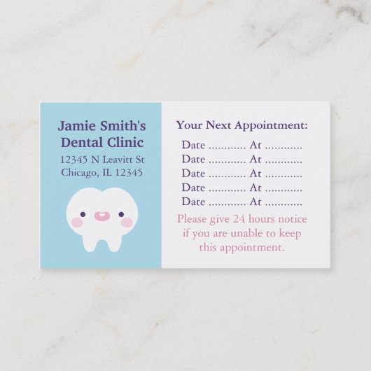 歯の歯に歯の歯のニヤニヤ歯科用名刺が入った可愛い歯 名刺 (裏面)