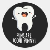 歯の歯のパおもしろいンおもしろいダークBG ラウンドシール (正面)