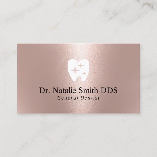 歯の歯のロゴの歯科用スパークルモダンバラ金ゴールド歯科医 名刺 (正面)