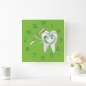 歯の歯の歯の歯の緑 スクエア壁時計 (ホーム)