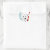 歯の歯ブラシの歯磨き粉の漫画のスケッチ ラウンドシール (バッグ)