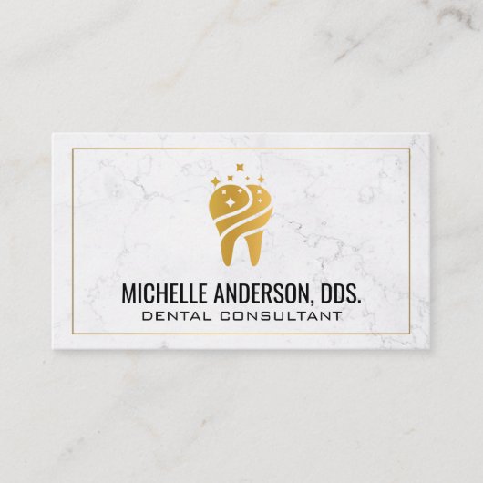 歯の歯科ロゴ |大理石名刺 名刺 (正面)
