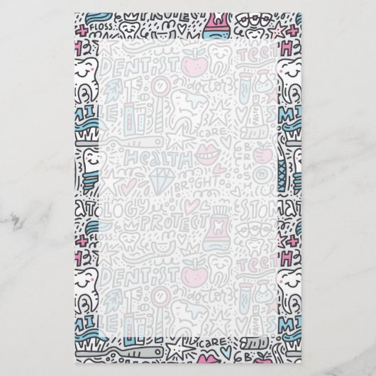 歯の漫画のパターン 便箋 (正面)