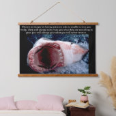 歯の白いサメ 吊り下げ型タペストリー (寝室)