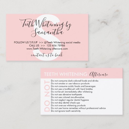 歯の白さはアフターケアを避けるアドバイス 名刺 (正面/裏面)