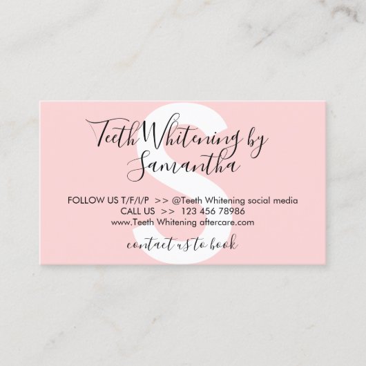 歯の白さはアフターケアを避けるアドバイス 名刺 (正面)